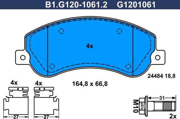 Galfer B1.G120-1061.2 - Kit de plaquettes de frein, frein à disque cwaw.fr