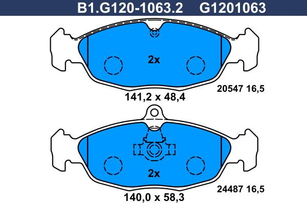 Galfer B1.G120-1063.2 - Kit de plaquettes de frein, frein à disque cwaw.fr