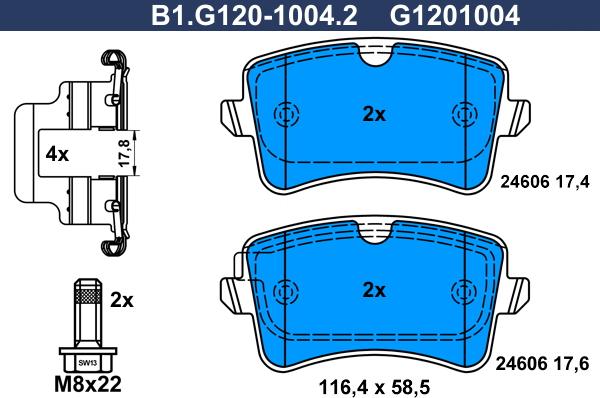 Galfer B1.G120-1004.2 - Kit de plaquettes de frein, frein à disque cwaw.fr