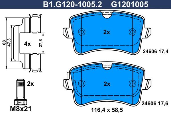 Galfer B1.G120-1005.2 - Kit de plaquettes de frein, frein à disque cwaw.fr