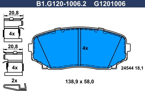 Galfer B1.G120-1006.2 - Kit de plaquettes de frein, frein à disque cwaw.fr