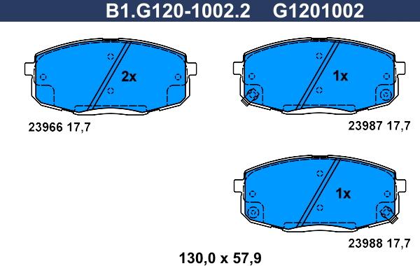 Galfer B1.G120-1002.2 - Kit de plaquettes de frein, frein à disque cwaw.fr