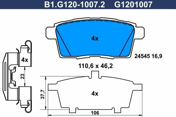 Galfer B1.G120-1007.2 - Kit de plaquettes de frein, frein à disque cwaw.fr