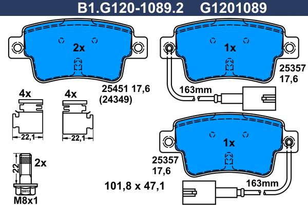 Galfer B1.G120-1089.2 - Kit de plaquettes de frein, frein à disque cwaw.fr