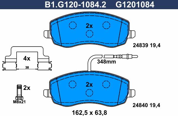 Galfer B1.G120-1084.2 - Kit de plaquettes de frein, frein à disque cwaw.fr