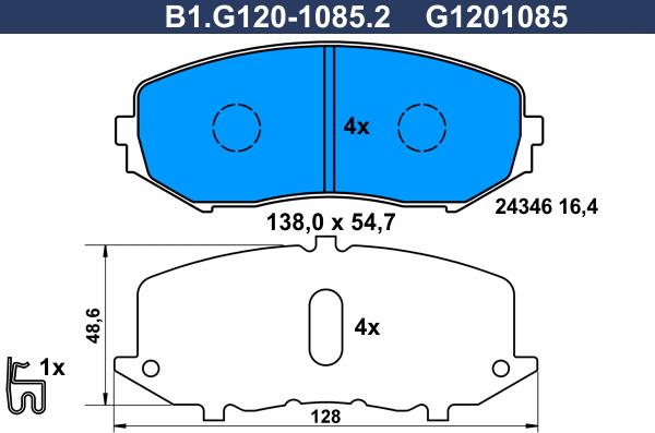 Galfer B1.G120-1085.2 - Kit de plaquettes de frein, frein à disque cwaw.fr