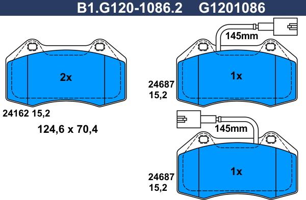 Galfer B1.G120-1086.2 - Kit de plaquettes de frein, frein à disque cwaw.fr