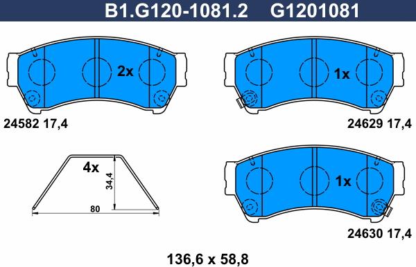 Galfer B1.G120-1081.2 - Kit de plaquettes de frein, frein à disque cwaw.fr