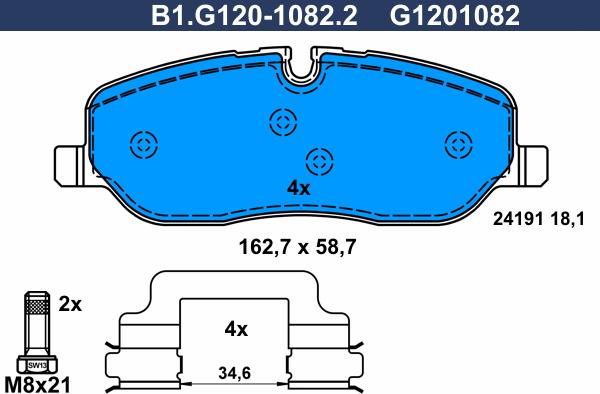 Galfer B1.G120-1082.2 - Kit de plaquettes de frein, frein à disque cwaw.fr