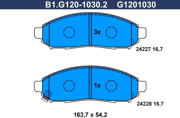 Galfer B1.G120-1030.2 - Kit de plaquettes de frein, frein à disque cwaw.fr