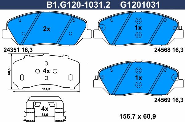 Galfer B1.G120-1031.2 - Kit de plaquettes de frein, frein à disque cwaw.fr