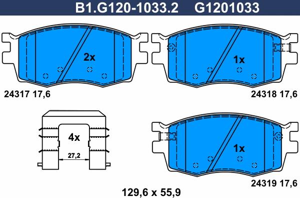 Galfer B1.G120-1033.2 - Kit de plaquettes de frein, frein à disque cwaw.fr