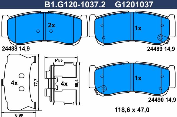 Galfer B1.G120-1037.2 - Kit de plaquettes de frein, frein à disque cwaw.fr