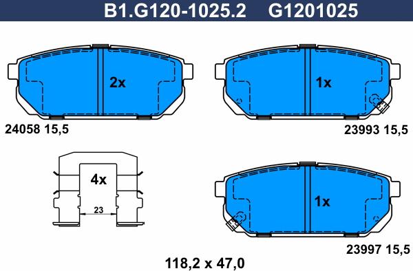 Galfer B1.G120-1025.2 - Kit de plaquettes de frein, frein à disque cwaw.fr