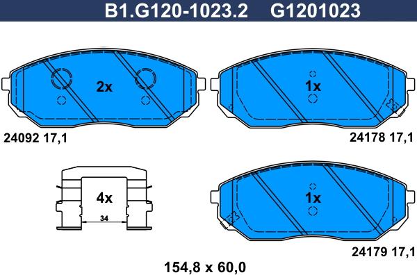 Galfer B1.G120-1023.2 - Kit de plaquettes de frein, frein à disque cwaw.fr