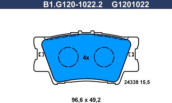 Galfer B1.G120-1022.2 - Kit de plaquettes de frein, frein à disque cwaw.fr