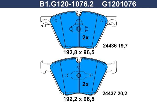 Galfer B1.G120-1076.2 - Kit de plaquettes de frein, frein à disque cwaw.fr