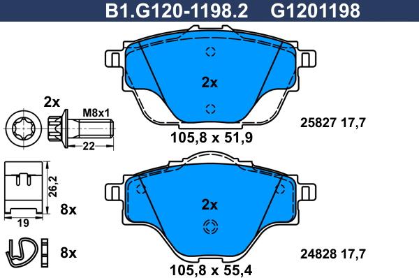 Galfer B1.G120-1198.2 - Kit de plaquettes de frein, frein à disque cwaw.fr