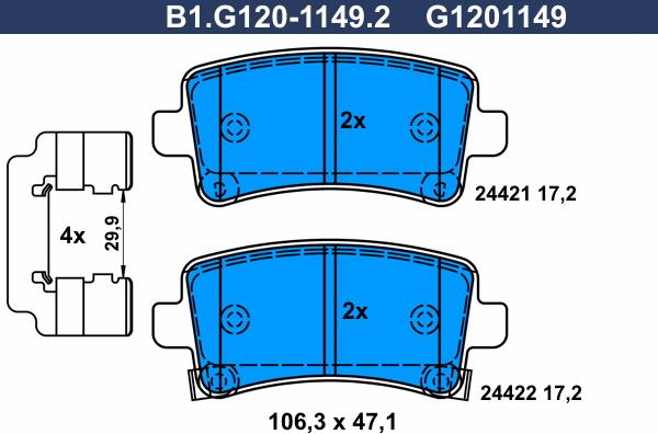 Galfer B1.G120-1149.2 - Kit de plaquettes de frein, frein à disque cwaw.fr