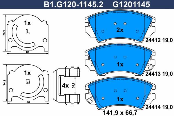 Galfer B1.G120-1145.2 - Kit de plaquettes de frein, frein à disque cwaw.fr