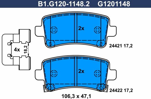 Galfer B1.G120-1148.2 - Kit de plaquettes de frein, frein à disque cwaw.fr