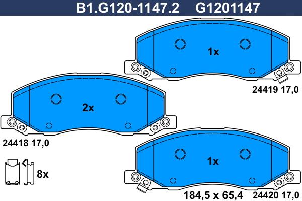 Galfer B1.G120-1147.2 - Kit de plaquettes de frein, frein à disque cwaw.fr