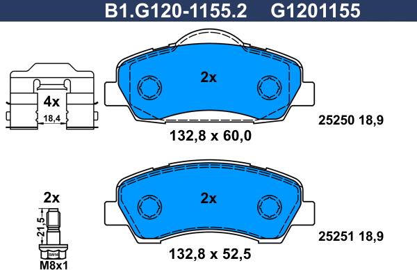 Galfer B1.G120-1155.2 - Kit de plaquettes de frein, frein à disque cwaw.fr