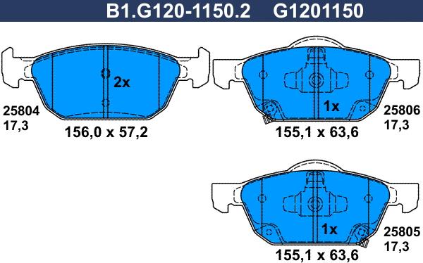 Galfer B1.G120-1150.2 - Kit de plaquettes de frein, frein à disque cwaw.fr