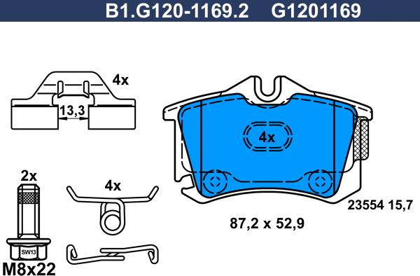 Galfer B1.G120-1169.2 - Kit de plaquettes de frein, frein à disque cwaw.fr