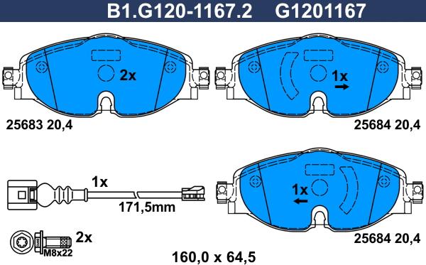 Galfer B1.G120-1167.2 - Kit de plaquettes de frein, frein à disque cwaw.fr