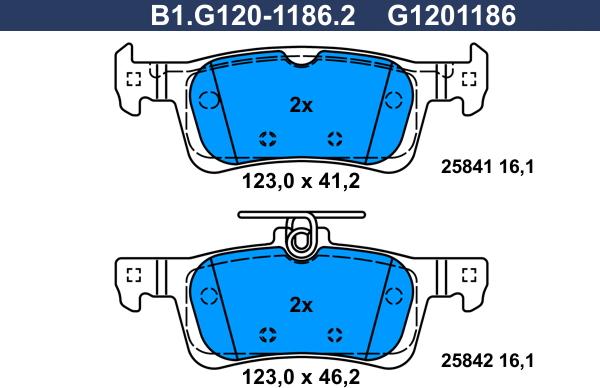 Galfer B1.G120-1186.2 - Kit de plaquettes de frein, frein à disque cwaw.fr