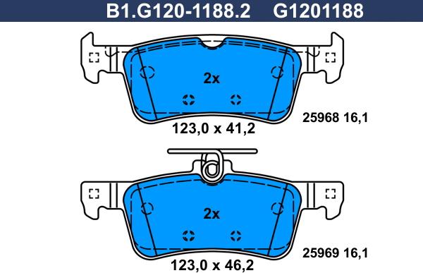 Galfer B1.G120-1188.2 - Kit de plaquettes de frein, frein à disque cwaw.fr