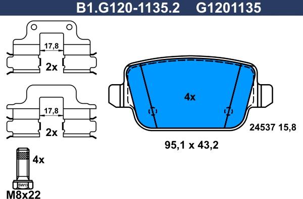 Galfer B1.G120-1135.2 - Kit de plaquettes de frein, frein à disque cwaw.fr