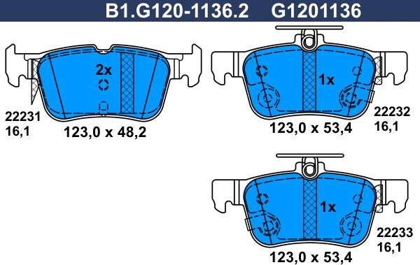 Galfer B1.G120-1136.2 - Kit de plaquettes de frein, frein à disque cwaw.fr