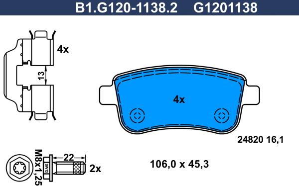 Galfer B1.G120-1138.2 - Kit de plaquettes de frein, frein à disque cwaw.fr