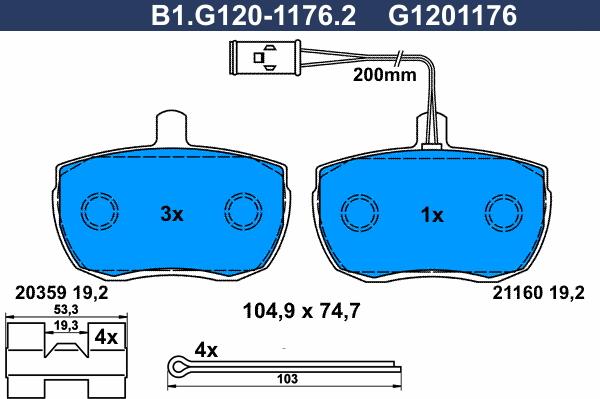 Galfer B1.G120-1176.2 - Kit de plaquettes de frein, frein à disque cwaw.fr