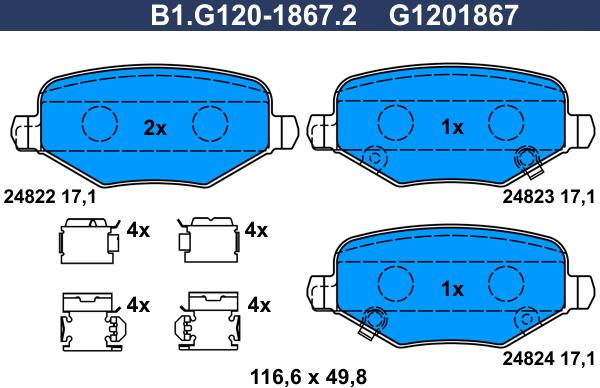 Galfer B1.G120-1867.2 - Kit de plaquettes de frein, frein à disque cwaw.fr