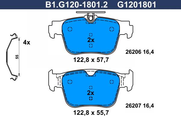 Galfer B1.G120-1801.2 - Kit de plaquettes de frein, frein à disque cwaw.fr