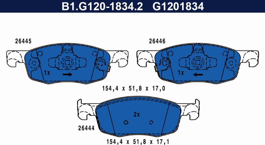 Galfer B1.G120-1834.2 - Kit de plaquettes de frein, frein à disque cwaw.fr