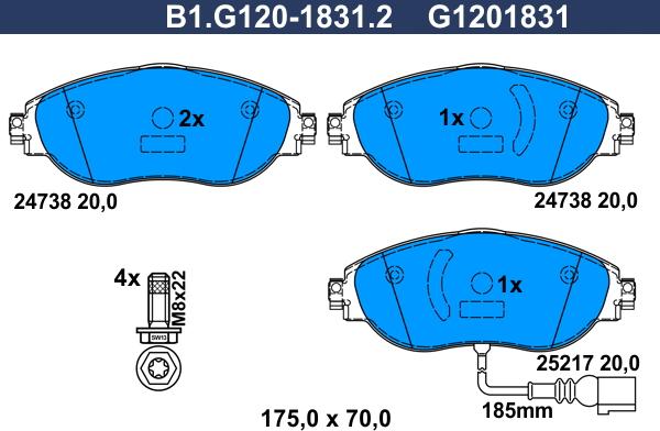 Galfer B1G12018312 - Kit de plaquettes de frein, frein à disque cwaw.fr