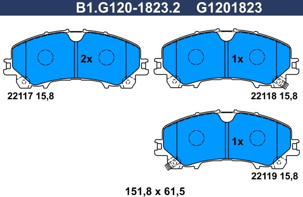 Galfer B1.G120-1823.2 - Kit de plaquettes de frein, frein à disque cwaw.fr