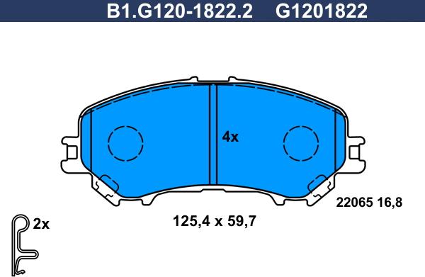 Galfer B1.G120-1822.2 - Kit de plaquettes de frein, frein à disque cwaw.fr