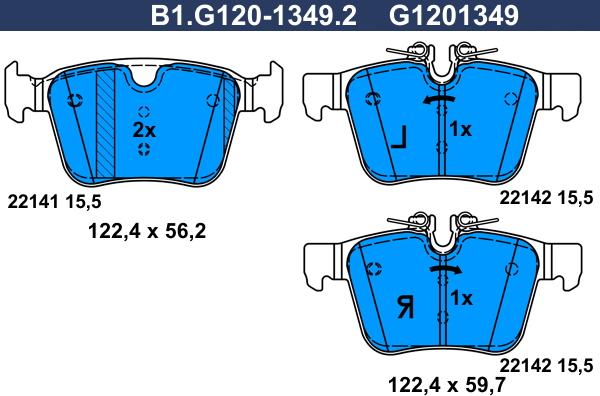 Galfer B1.G120-1349.2 - Kit de plaquettes de frein, frein à disque cwaw.fr