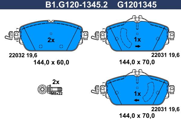 Galfer B1.G120-1345.2 - Kit de plaquettes de frein, frein à disque cwaw.fr