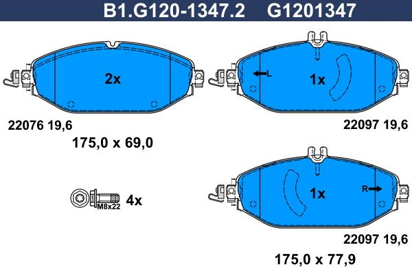 Galfer B1.G120-1347.2 - Kit de plaquettes de frein, frein à disque cwaw.fr