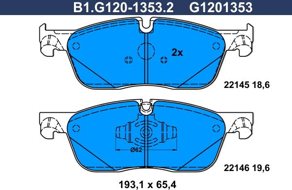 Galfer B1.G120-1353.2 - Kit de plaquettes de frein, frein à disque cwaw.fr