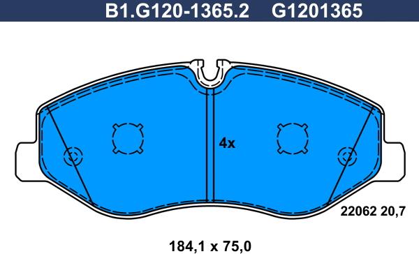 Galfer B1.G120-1365.2 - Kit de plaquettes de frein, frein à disque cwaw.fr