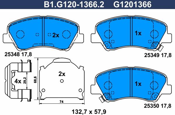 Galfer B1.G120-1366.2 - Kit de plaquettes de frein, frein à disque cwaw.fr