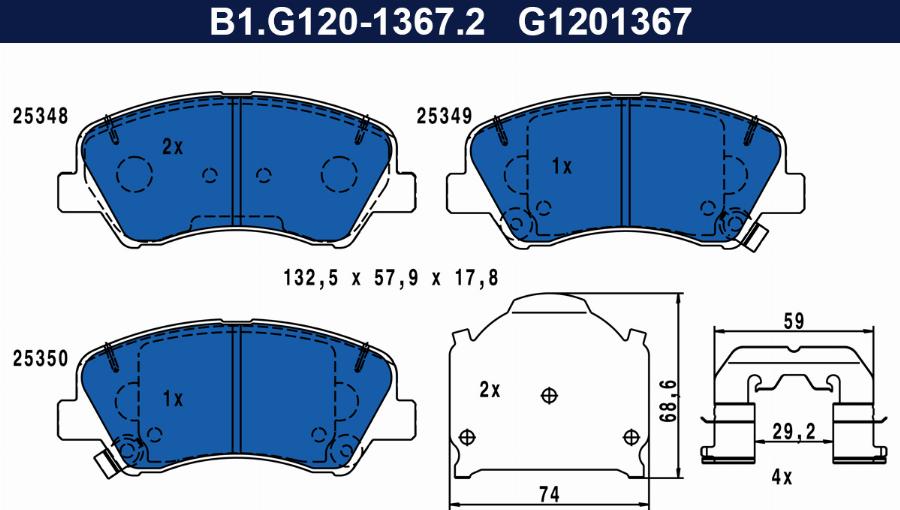 Galfer B1.G120-1367.2 - Kit de plaquettes de frein, frein à disque cwaw.fr