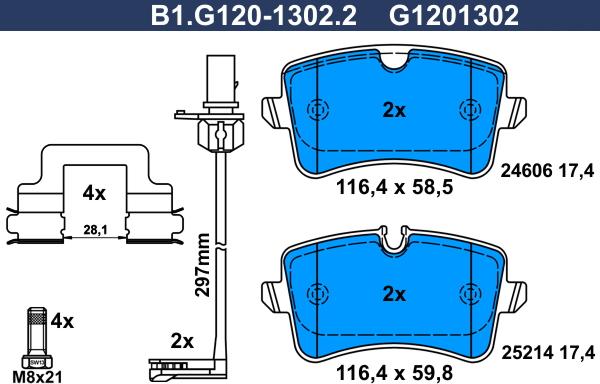 Galfer B1.G120-1302.2 - Kit de plaquettes de frein, frein à disque cwaw.fr